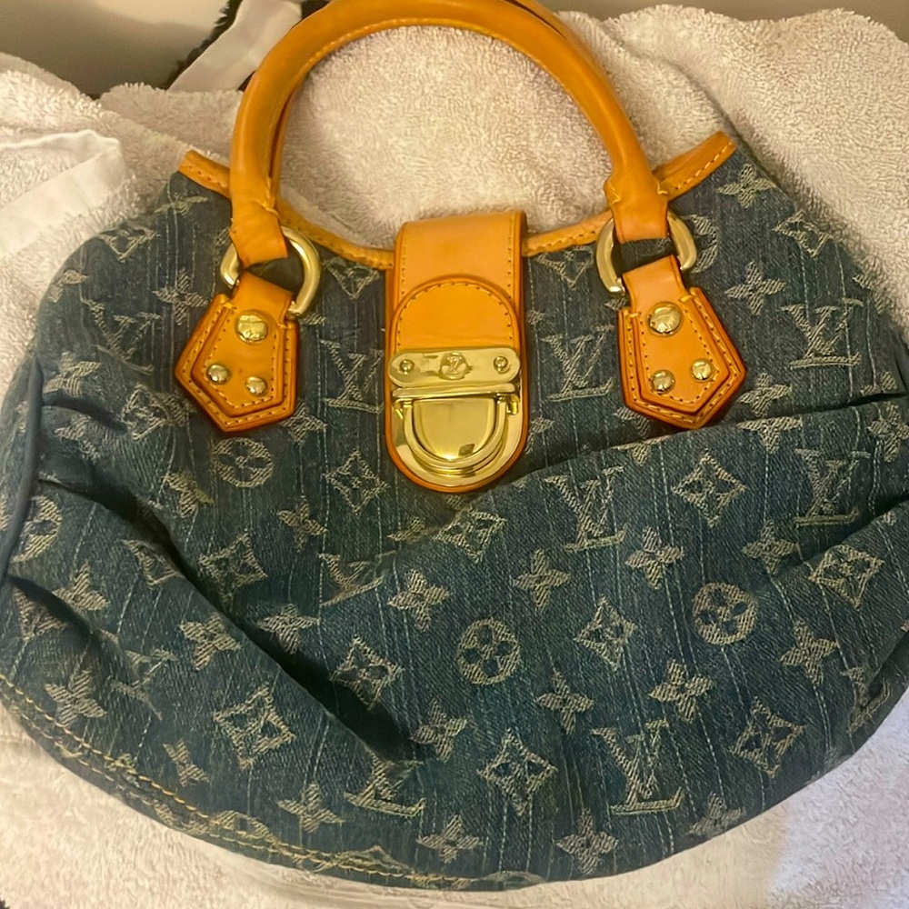 Authentic louis vuitton denim monogram handbag